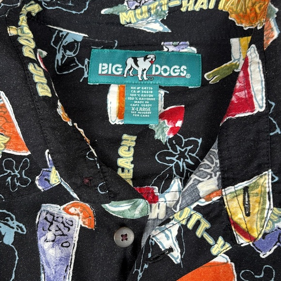 Big Dogs Men's Tropical Dog Drink Inspired Button-down Shirt, Size X-Large Fun!- - Picture 2 of 8